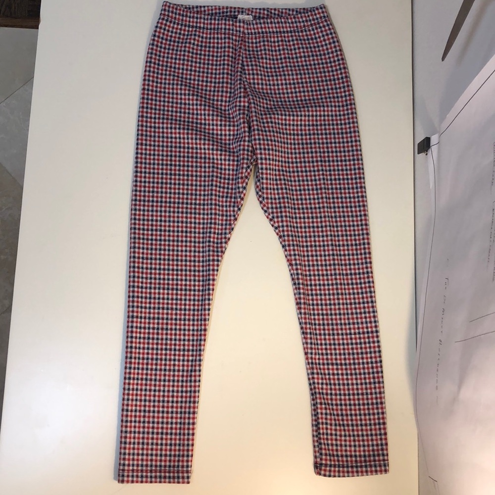 Zara Girls Red White and Blue Houndstooth Legging